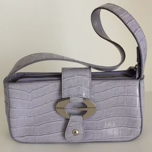 Guess Lavender Small Handbag Logo Buckle Snakeskin
